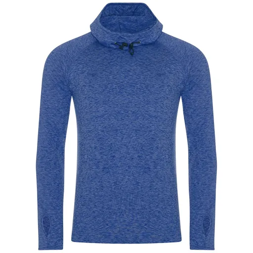 Just Cool Pánská mikina s vysokým límcem s kapucí Cool - Královsky modrý melír | XL