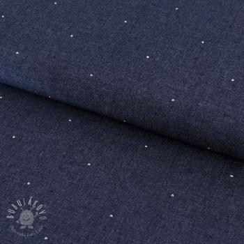 Bavlnená látka JEANS Studs dark blue