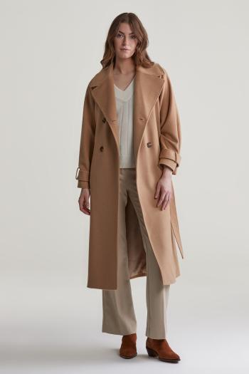 KABÁT GANT WOOL TRENCH COAT CARAMEL BEIGE