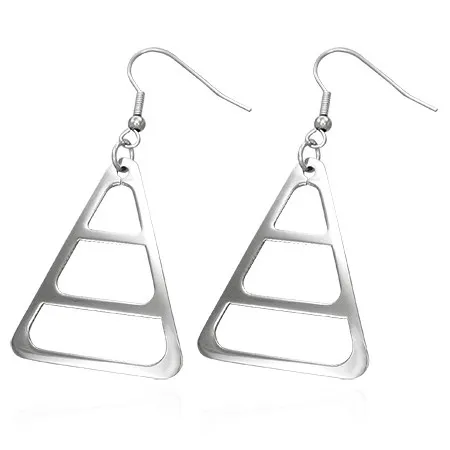 Náušnice z chirurgické oceli, stříbrná barva, zaoblený trojúhelník