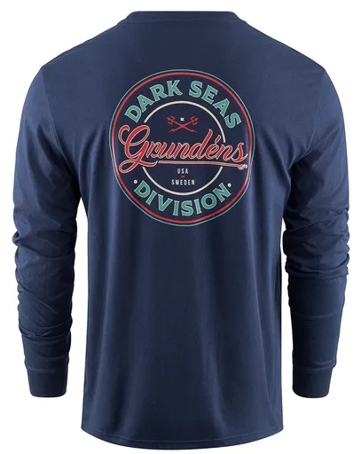 Grundéns tričko dark seas x grundens instinctive ls t-shirt dark navy - l