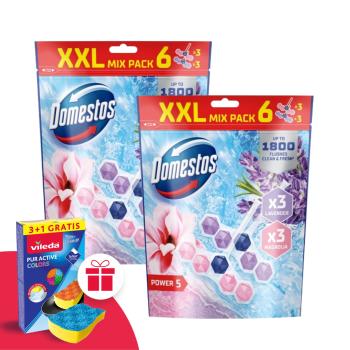 Domestos Power5 WC frissítő blokk mix Magnolia &amp; Lavender (12...