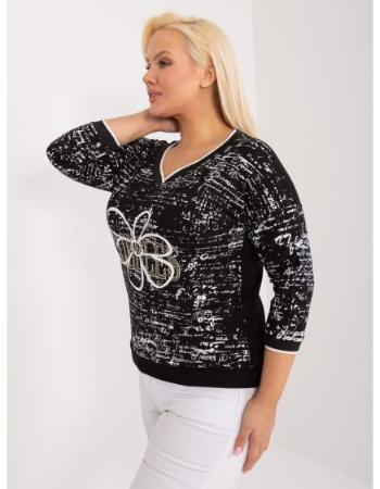 Dámská halenka plus size s 3/4 rukávem černá