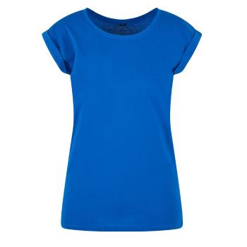 Build Your Brand Volné dámské tričko s ohrnutými rukávy - Jasně modrá | 5XL