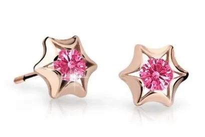 Cutie Jewellery Dětské náušnice z růžového zlata C2159-30-X-4 fuchsiová
