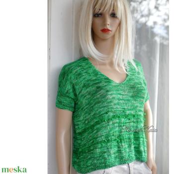 ME-SE / smaragd - egyedileg festett fonalból kézzel kötött selyem pulóver