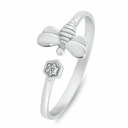 Brilio Silver Půvabný otevřený prsten Včelka se zirkony RI143W 60 mm
