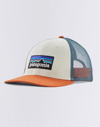 Patagonia P-6 Logo LoPro Trucker Hat White w/Redtail Rust