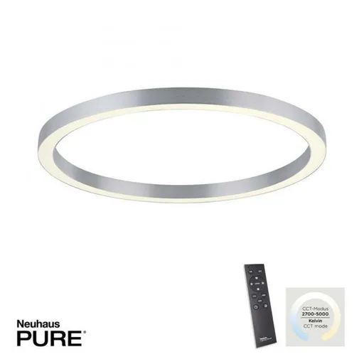 PAUL NEUHAUS LED stropní svítidlo PURE-LINES 70x70 CCT dálkový ovladač 2700-5000K hliník 6306-95