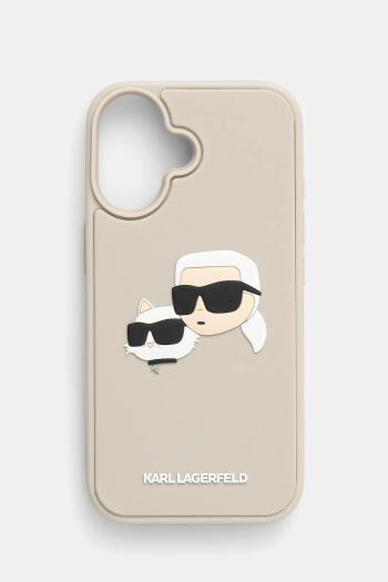 Puzdro na mobil Karl Lagerfeld iPhone 16 béžová farba, KLHCP16SRBCKCHLE