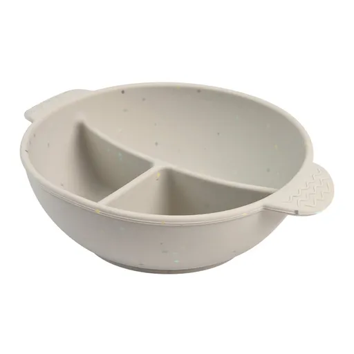 CANPOL BABIES Miska silikonová dělená s přísavkou Dots 360ml šedá