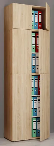 VCM Kancelářská skříň Lona XXL s otočnými dveřmi S přídavným zařízením, dub sonoma