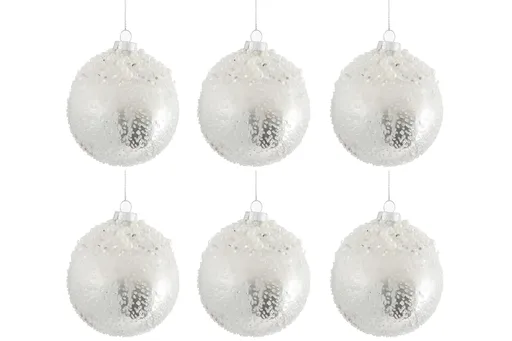 Sada bílo stříbrných vánočních koulí ( 6ks) - 29,9*20,5*9,5 cm J-Line by Jolipa