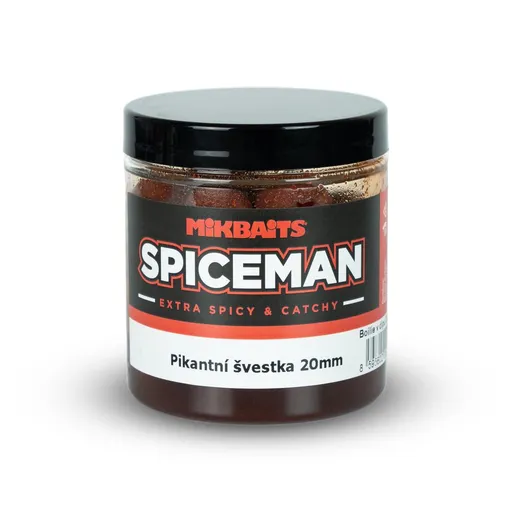 Mikbaits Boilie v dipu Spiceman 250ml - Pikantní Švestka 20mm,Mikbaits Boilie v dipu Spiceman 250ml - Pikantní Švestka 20mm