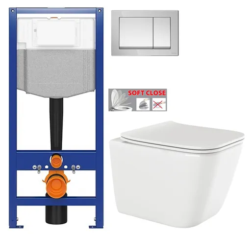 CERSANIT předstěnový instalační systém s tlačítkem chrom K97-509 + WC INVENA PAROS  + SEDÁTKO K97-526 509 RO1
