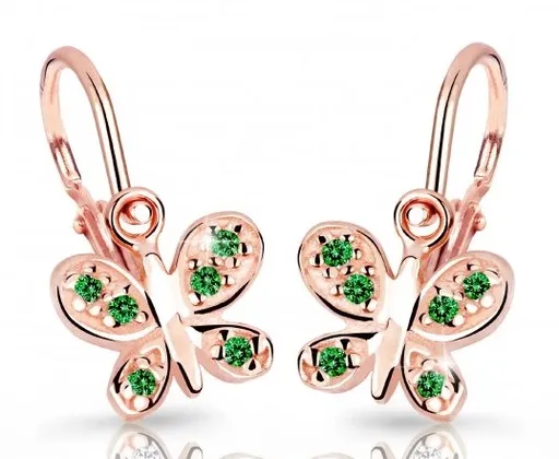 Cutie Jewellery Dětské náušnice z růžového zlata C2748-10-X-4 zelená
