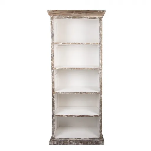 Bílo-hnědá antik dřevěná knihovna Christiane - 80*36*195 cm 5H0707