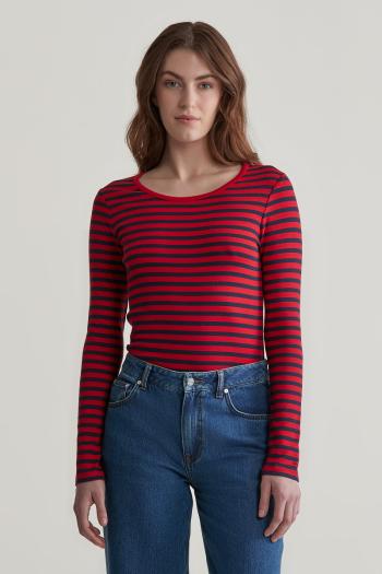 TRIČKO GANT SLIM STRIPED 1X1 RIBBED LS T-SHIRT RUBY RED