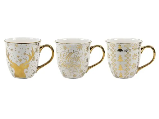 HIT Vánoční keramický hrnek zlatý MIX