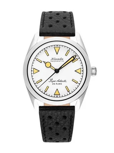 Nivada Grenchen Super Antarctic White - Beige - Black Racing Strap