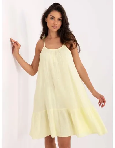 Světle žluté mušelínové šaty bez ramínek OCH BELLA