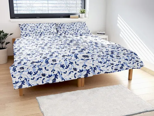 Polášek Bavlněné povlečení KVĚTINOVÁ HARMONIE - Modrá | 140 x 200 cm / 70 x 90 cm