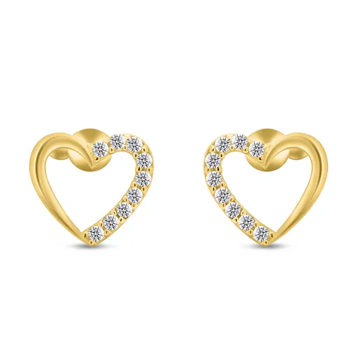 Brilio Silver Romantické pozlacené náušnice třpytivá srdíčka EA356Y