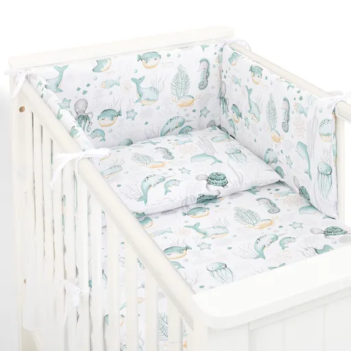 Mamo Tato Mantinel s povlečením do postýlky, 3D sada Bavlna, Oceán, 135x100 cm