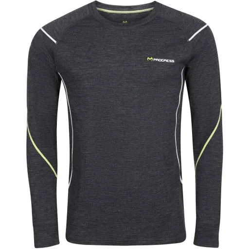 PROGRESS MERINO LS Pánské funkční Merino triko, černá, velikost XXL