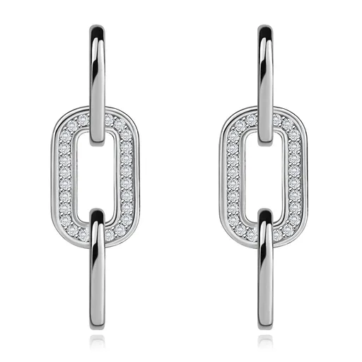 Stříbrné 925 náušnice - hladké a zirkonové řetízkové očko, puzetky