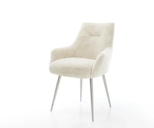 Jídelní židle Alja-Flex s područkami plyšový manšestr krémovo