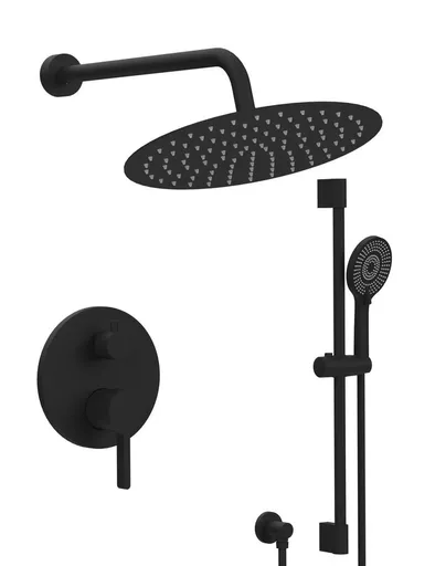 SAPHO ICONIC podomítkový sprchový set s pákovou baterií, 2 výstupy, posuvný držák sprchy, černá mat AF042B-02