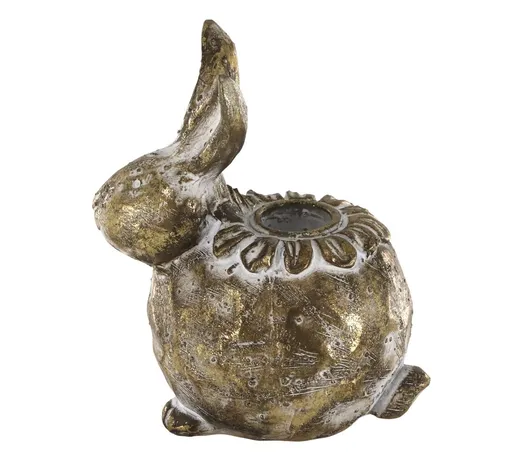 Mosazný antik svícen králík na úzkou svíčku Rabbi - 11*7*12 cm 71127513