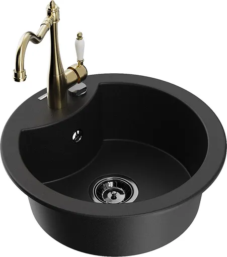 MEXEN/S Diego granitový dřez 1-miska včetně baterie Carla, černá 6512-77-670700-50-B