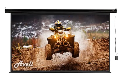 Elektrické projekční plátno AVELI, 204x115 (16:9) 92", černý tubus