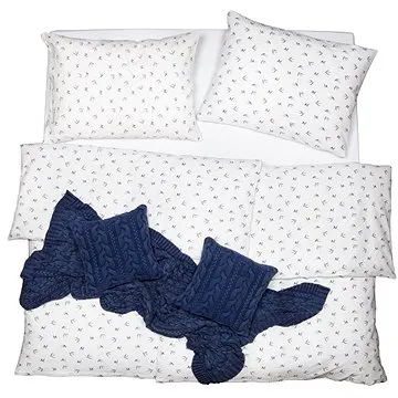 SCANquilt povlečení KREP vlaštovky bílošedá (32909)