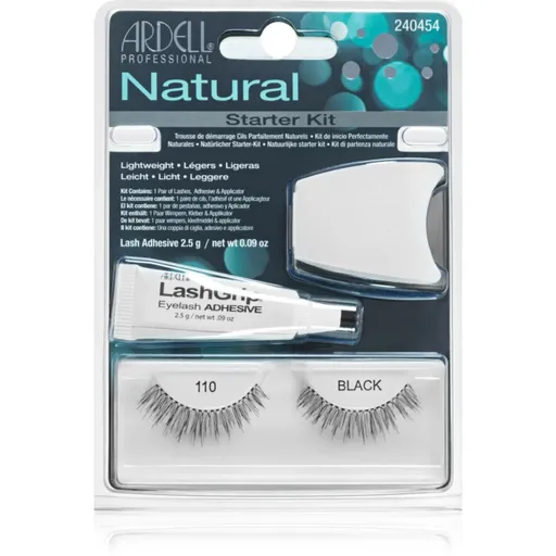 Ardell Natural nalepovací řasy s lepidlem 110 Black 4 ks