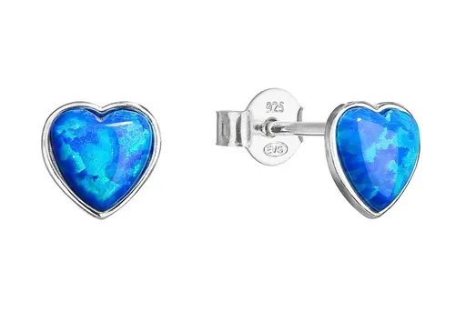 Evolution Group - Pavona Stříbrné náušnice Srdíčka s opály 11337.3 blue