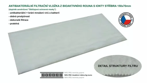 R-Spekt Antibakteriální Ag filtrační vložka do obličejové roušky,R-Spekt Antibakteriální Ag filtrační vložka do obličejové roušky