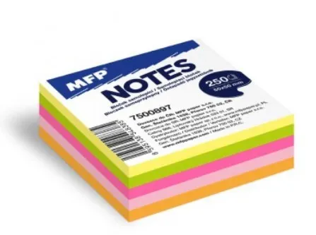 Bloček samolepící 50x50mm 5 neon barev 5x50 listů MFP