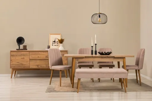 Set s rozkládacím stolem, židlemi a konzolou (7 kusů) Vina 03 0900 - Atlantic Pine, Stone