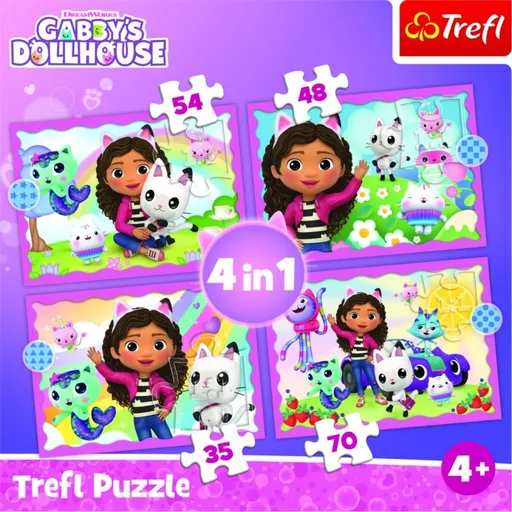 Trefl Puzzle 4 v 1 Gábinin kouzelný domek - dobrodružství