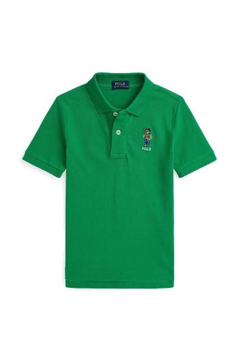 Dětská bavlněná polokošile Polo Ralph Lauren zelená barva, 322952585001