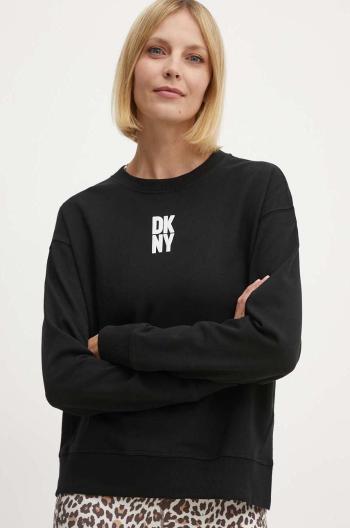 Mikina Dkny dámská, černá barva, s potiskem, DP4T9698