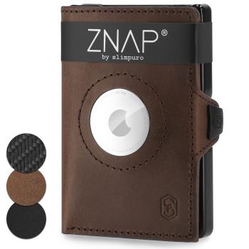 Slimpuro ZNAP Airtag Wallet, 8 karet, přihrádka na mince, 8,9 x 1,5 x 6,3 cm (Š x V x H), ochrana RFID