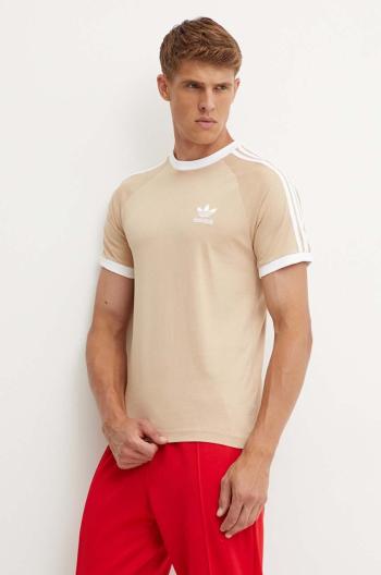 Bavlněné tričko adidas Originals Adicolor Classics 3-Stripes Tee béžová barva, s aplikací, IZ2366