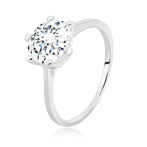 Stříbrný prsten 925 - úzká ramena, trojúhelníky a transparentní zirkon, 8 mm - Velikost: 51