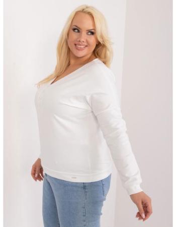 Dámská halenka plus size s výstřihem do V ecru 