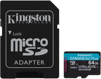 Memóriakártya Kingston Canvas Go! Plus microSDXC 64GB + SD adapter