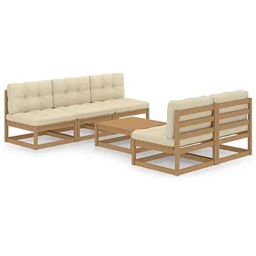 6dílná zahradní sedací souprava s poduškami masivní borovice, 3076362 (3076362)